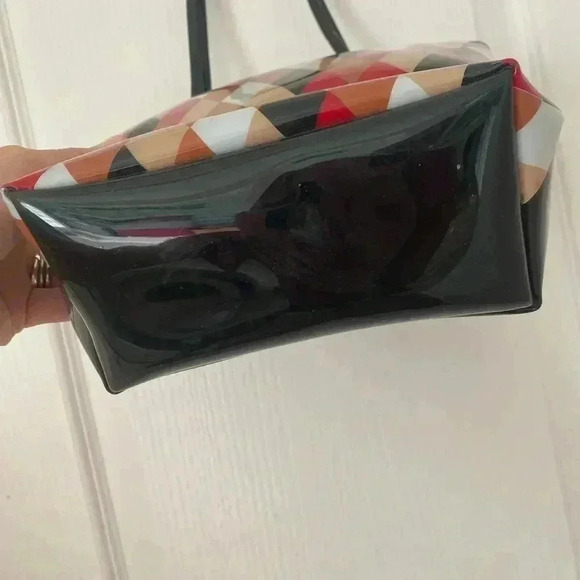 Macys NYC Vintage Small Shopper Tote Argyle Pattern Plastic Tote Bag - Picture 6 of 11